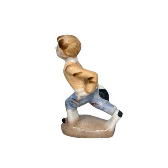 Vintage Japan 50s Blonde Teen Boy Hand Painted Ceramic Bowling Figure - Picture 1 of 9